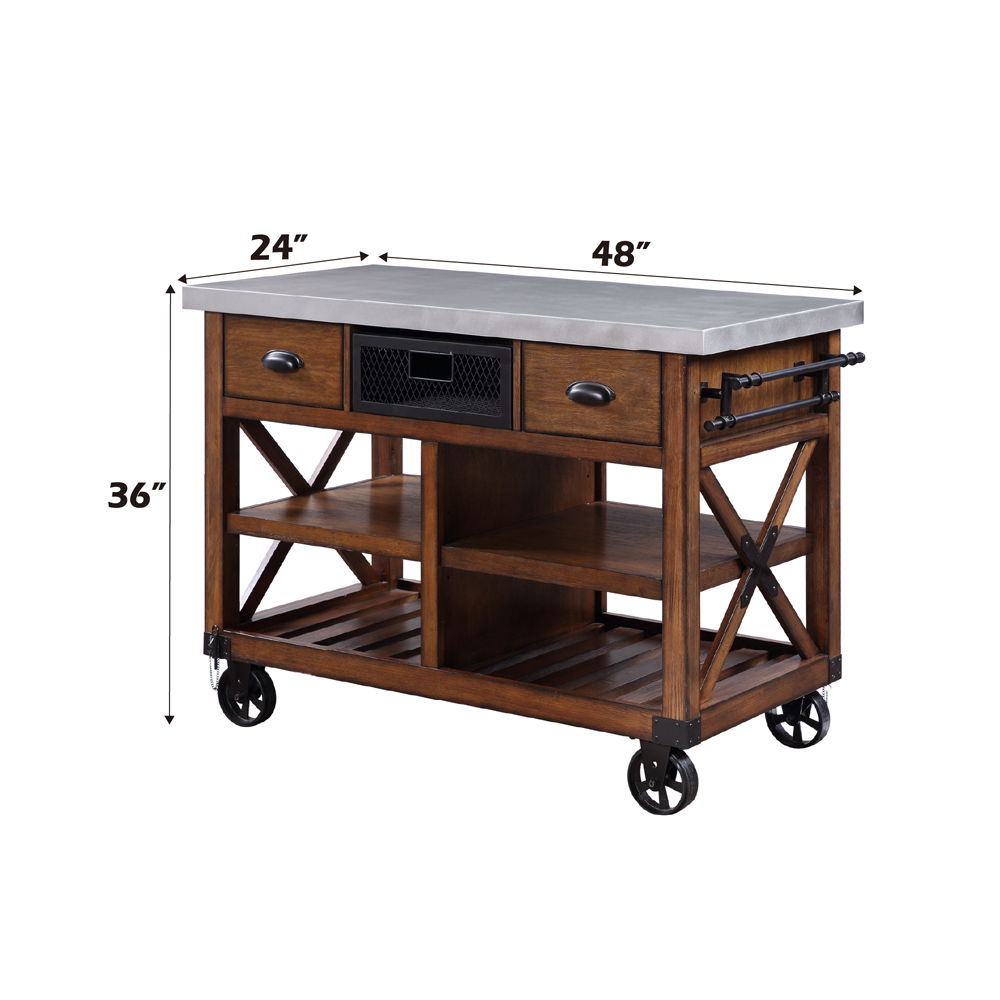 Kailey - Kitchen Cart - Antique Oak - Urban Living Furniture (Los Angeles, CA)