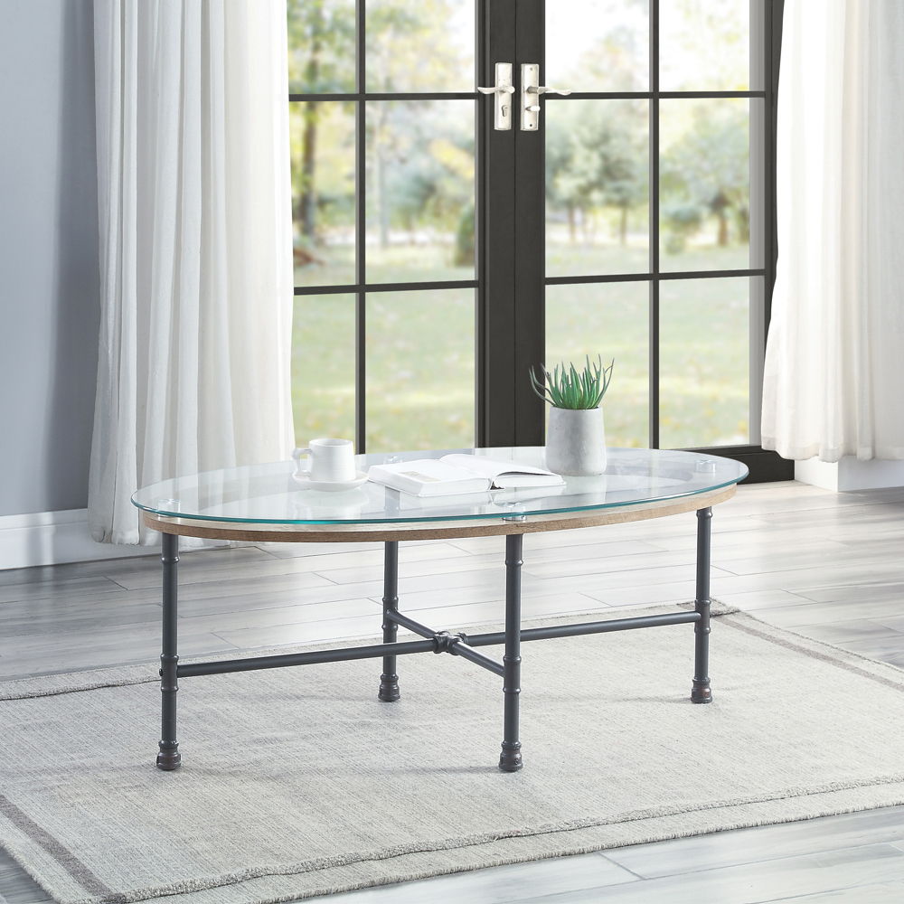 Brantley - Coffee Table - Clear Glass & Sandy Gray - Urban Living Furniture (Los Angeles, CA)