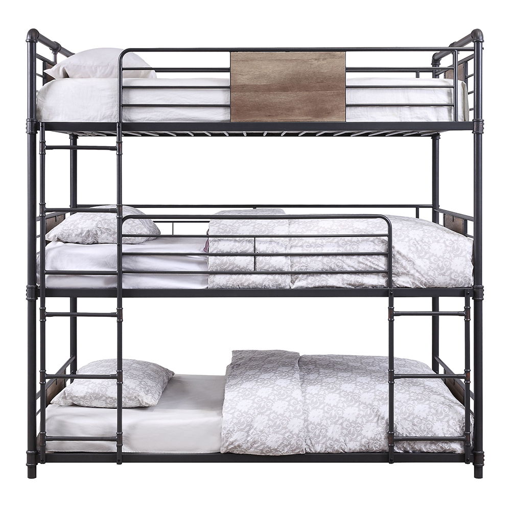 Brantley - Triple Twin Bunk Bed - Sandy Black & Dark Bronze Hand-Brushed - Urban Living Furniture (Los Angeles, CA)