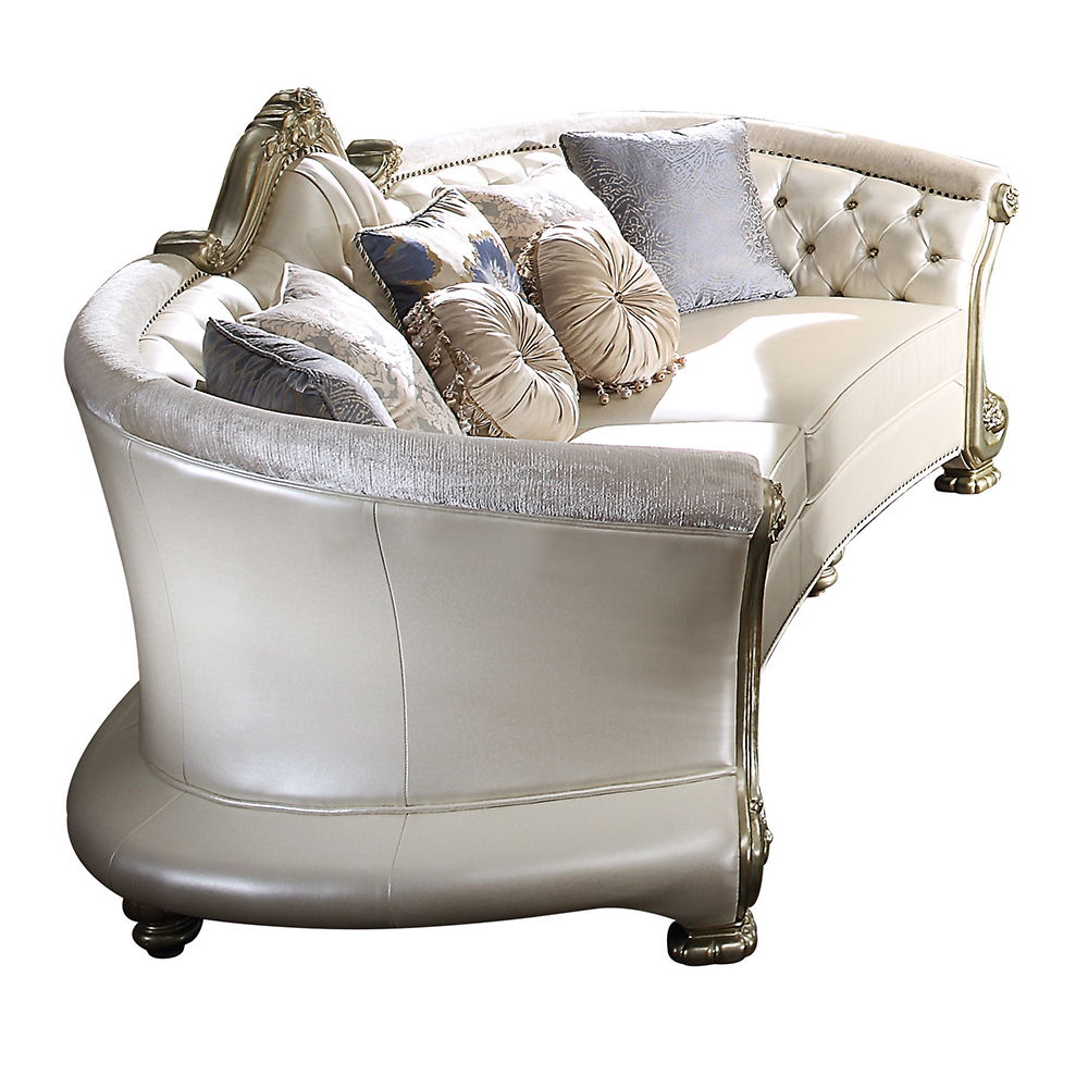 Dresden II - Sofa With 7 Pillows - Pearl Synthetic Leather & Gold Patina - Urban Living Furniture (Los Angeles, CA)