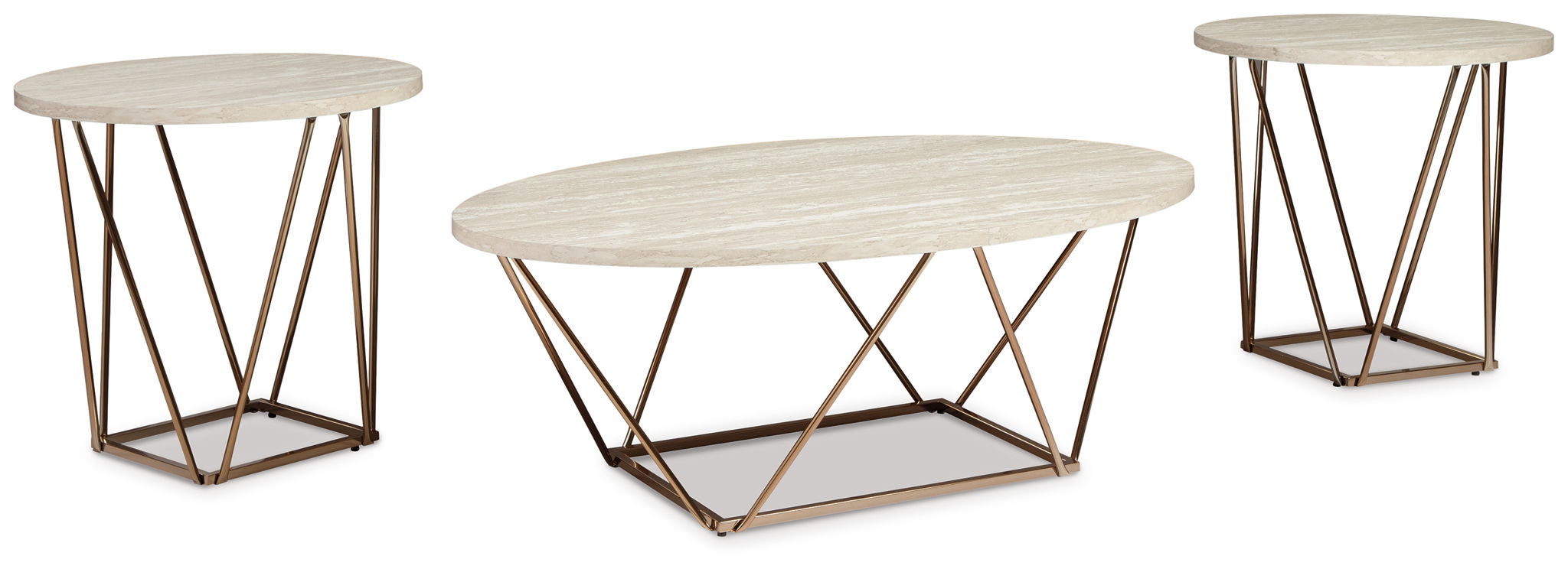 Tarica - White / Metallic - Occasional Table Set (Set of 3) - Urban Living Furniture (Los Angeles, CA)