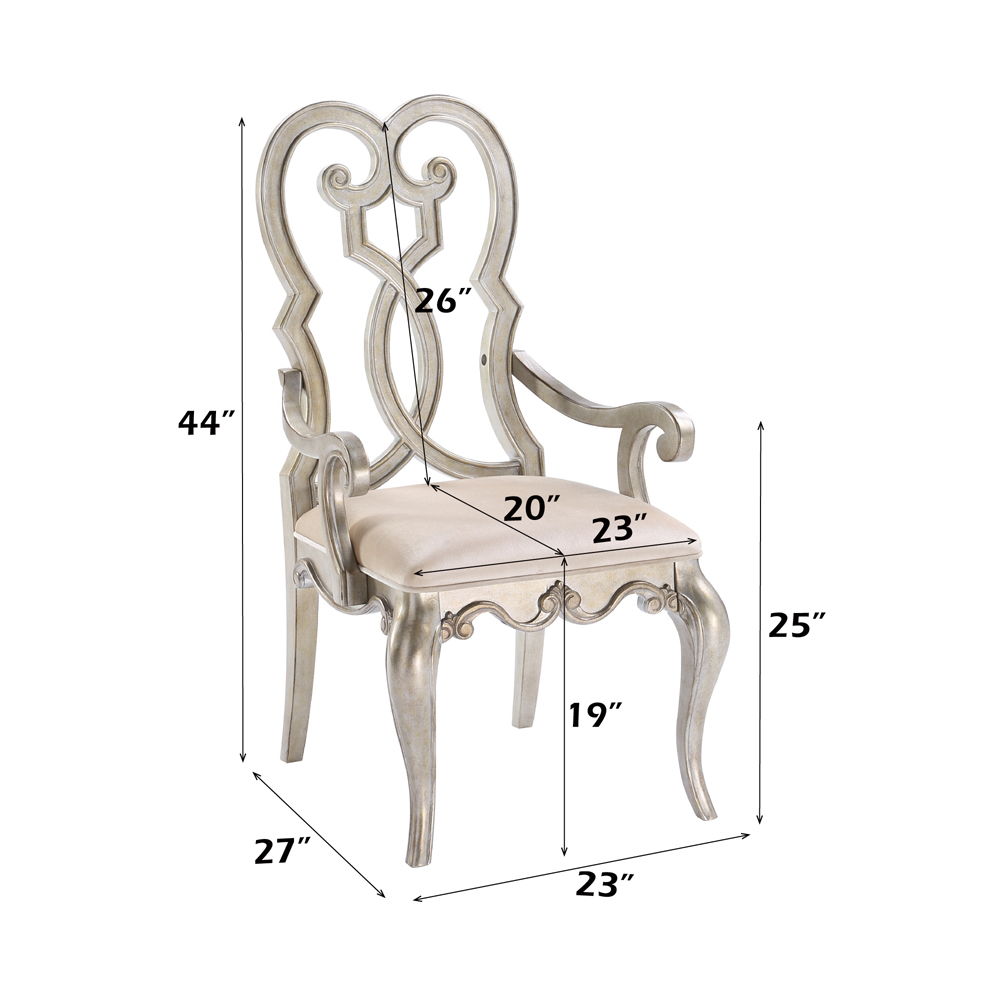 Esteban - Arm Chair (Set of 2) - Ivory Velvet & Antique Champagne - Urban Living Furniture (Los Angeles, CA)