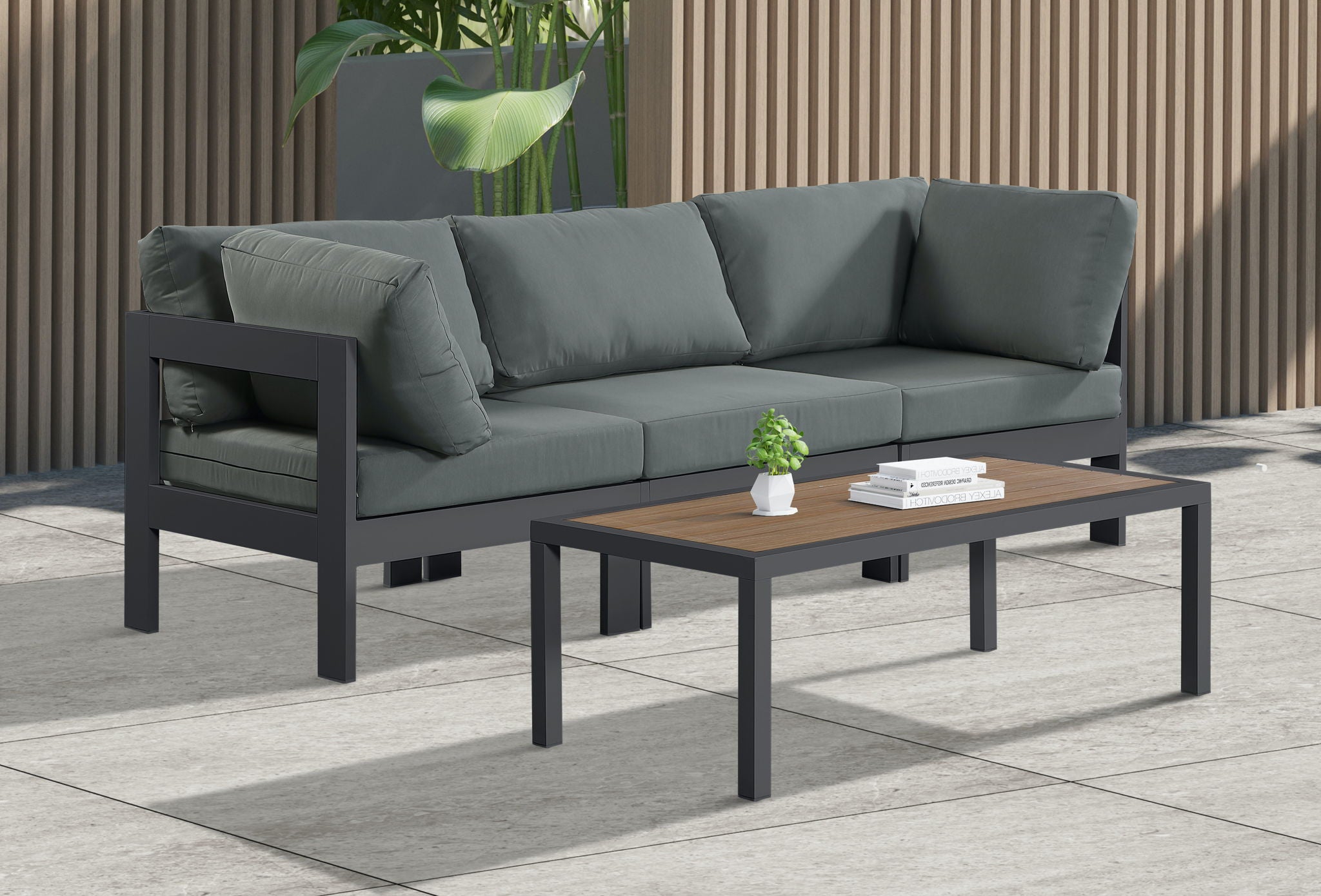 Nizuc - Outdoor Patio 3 Seat Modular Sofa With Gray Frame - Urban Living Furniture (Los Angeles, CA)