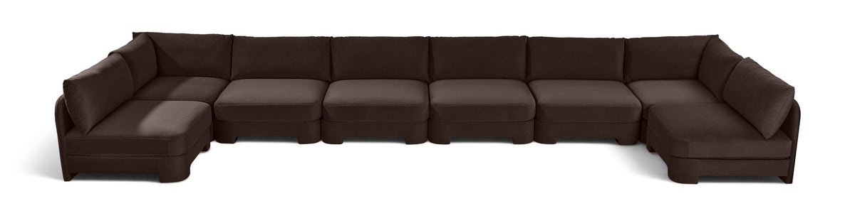 Hammond - Velvet Performance Fabric Upholstered 8 Piece U-Shaped Armless Sectional - Beige