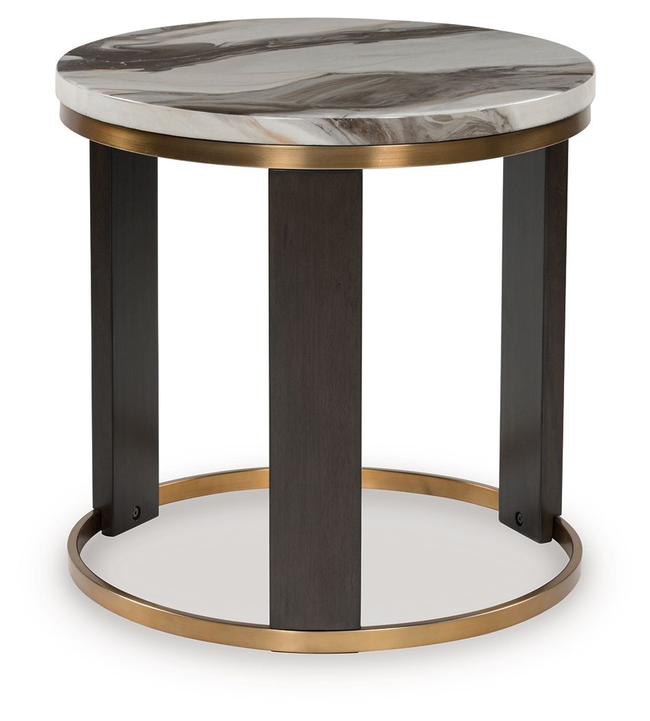 Jazmore - Brown / Brass Finish - Round End Table - Urban Living Furniture (Los Angeles, CA)