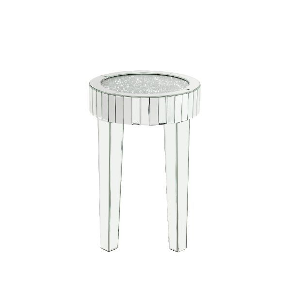 Noralie - 16" Round End Table - Mirrored & Faux Diamonds - Urban Living Furniture (Los Angeles, CA)