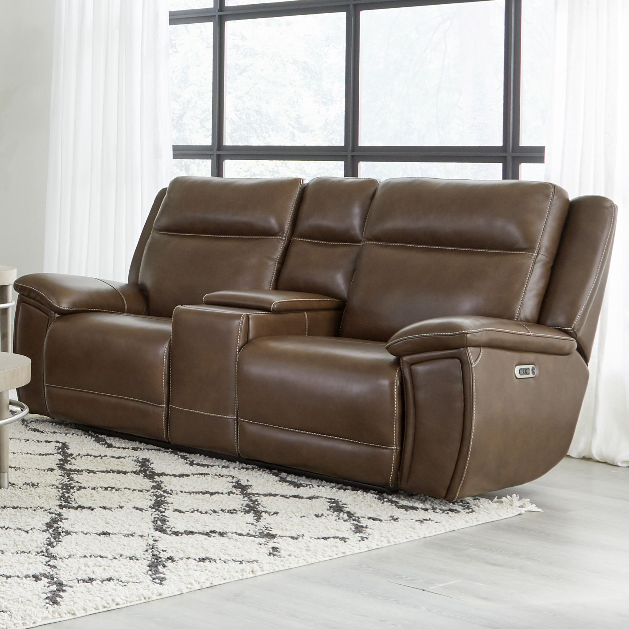 Jameson - Power Reclining Zero Gravity Console Loveseat - Hickory - Urban Living Furniture (Los Angeles, CA)
