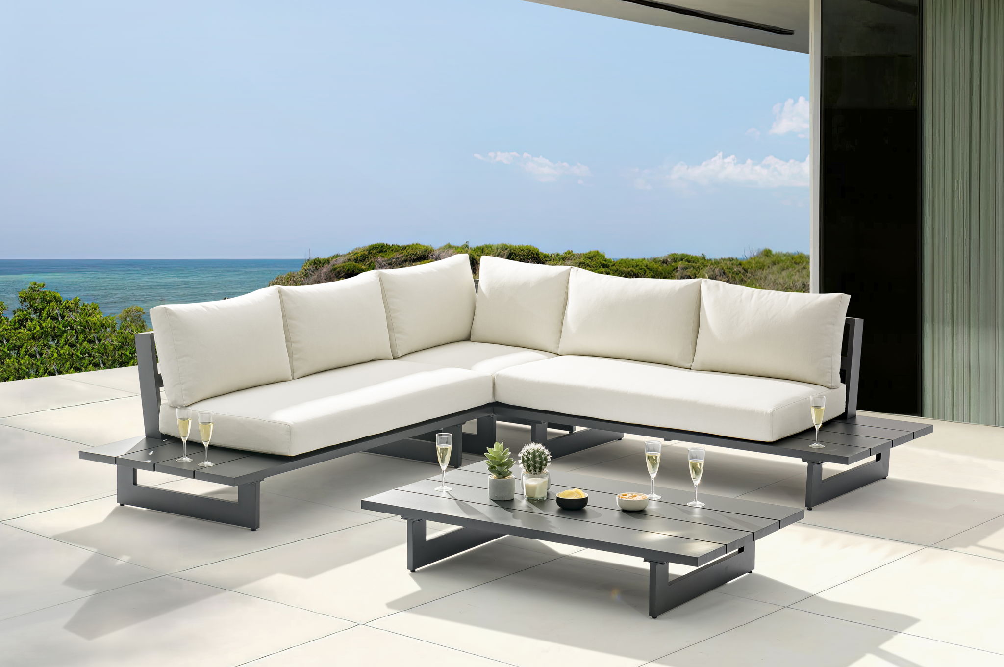 Maldives - Water Resistant Outdoor Patio Sectional With Gray Frame - Urban Living Furniture (Los Angeles, CA)