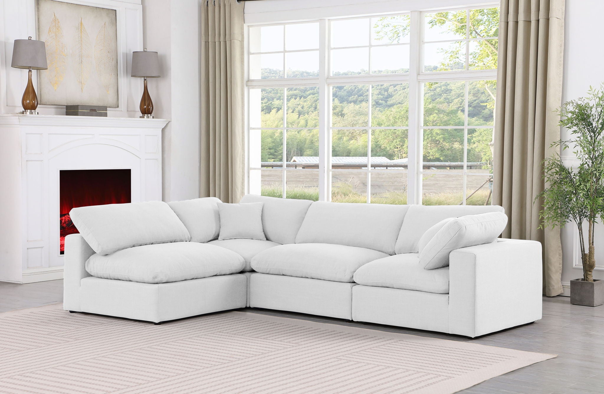 Comfy - 4 Piece Linen Fabric Modular Armless Sectional - Urban Living Furniture (Los Angeles, CA)