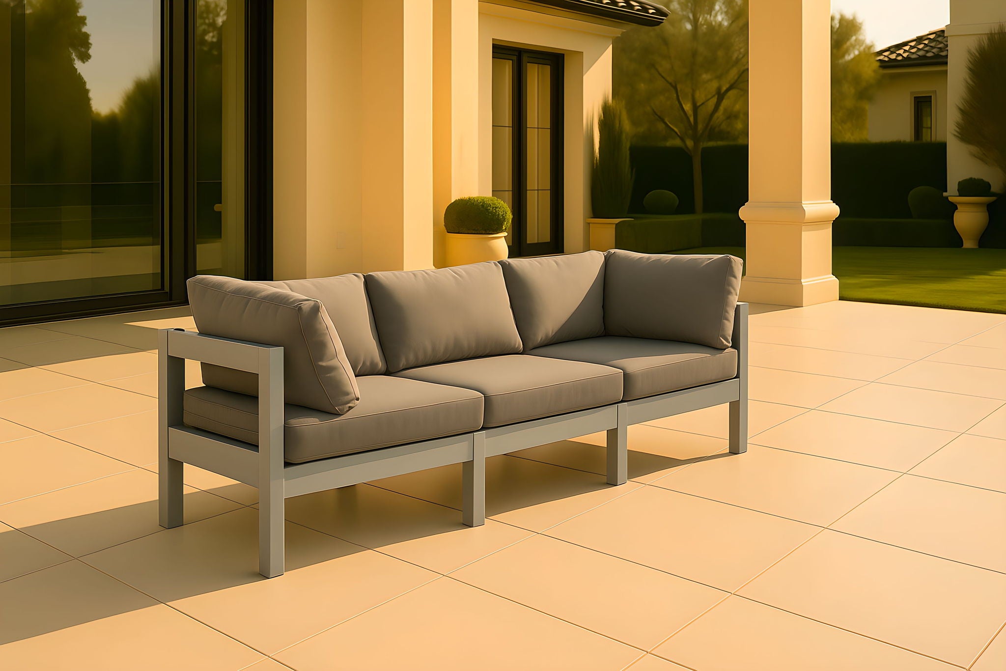 Nizuc - Outdoor Patio 3 Seat Modular Sofa With White Frame - Urban Living Furniture (Los Angeles, CA)