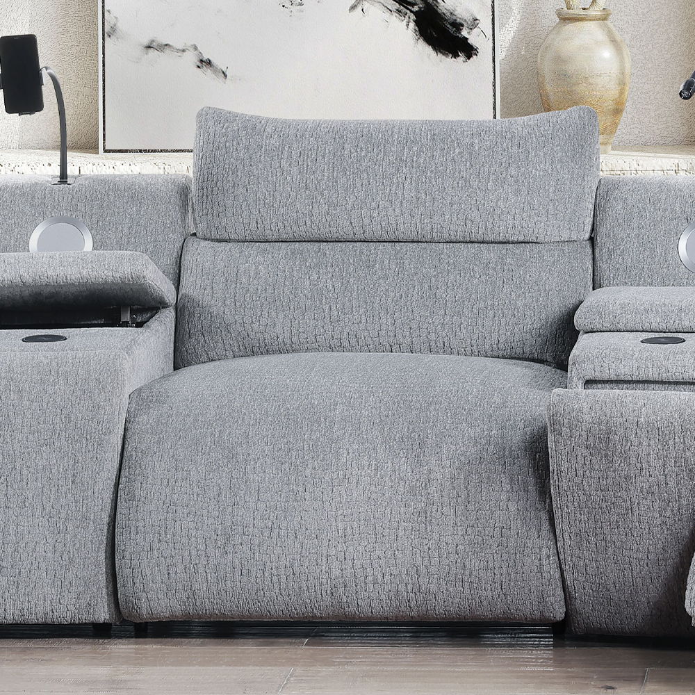Fullar - Modular Power Motion Armless Recliner - Light Gary Chenille - Urban Living Furniture (Los Angeles, CA)