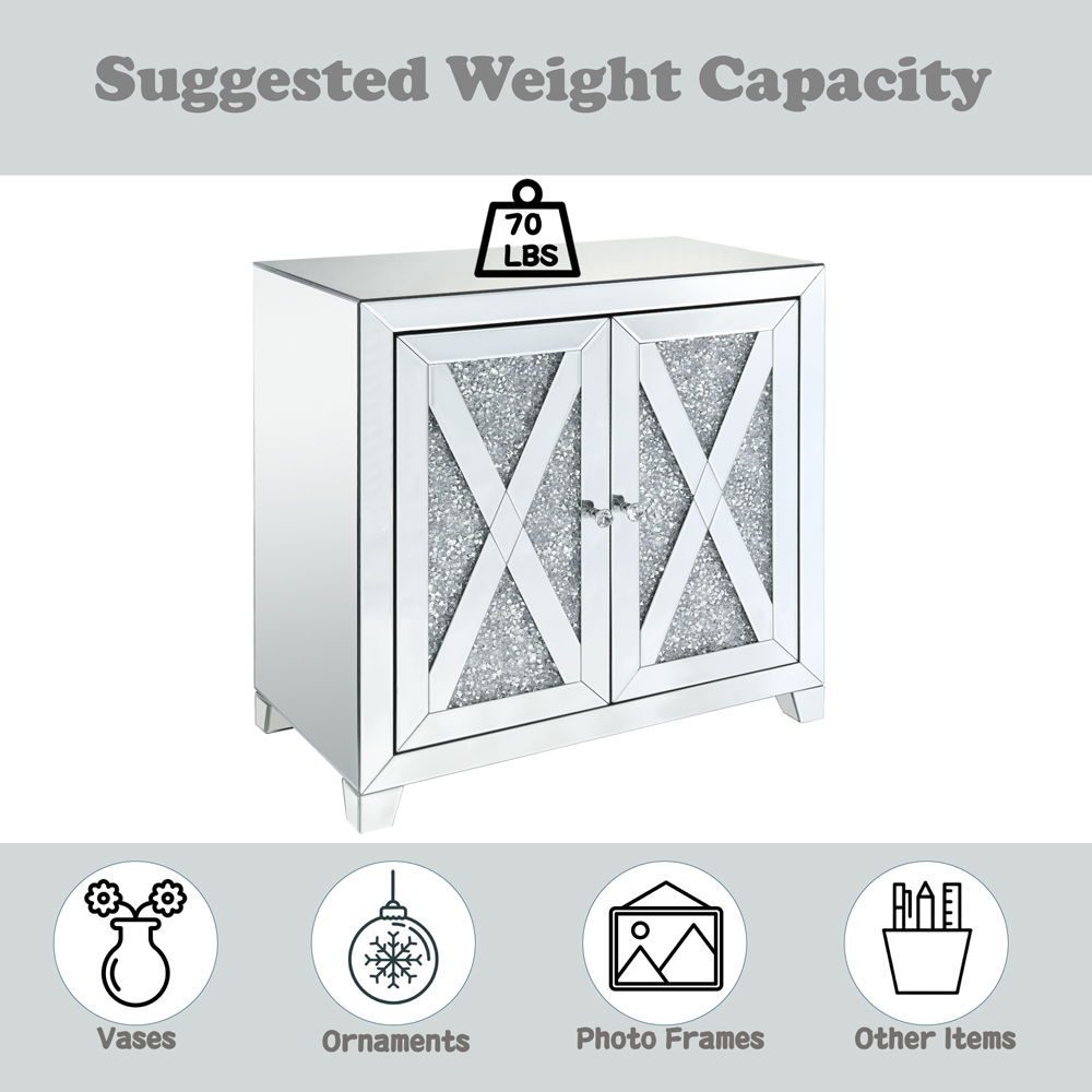 Noralie - 2 Door Console Cabinet - Mirrored & Faux Diamonds - Urban Living Furniture (Los Angeles, CA)