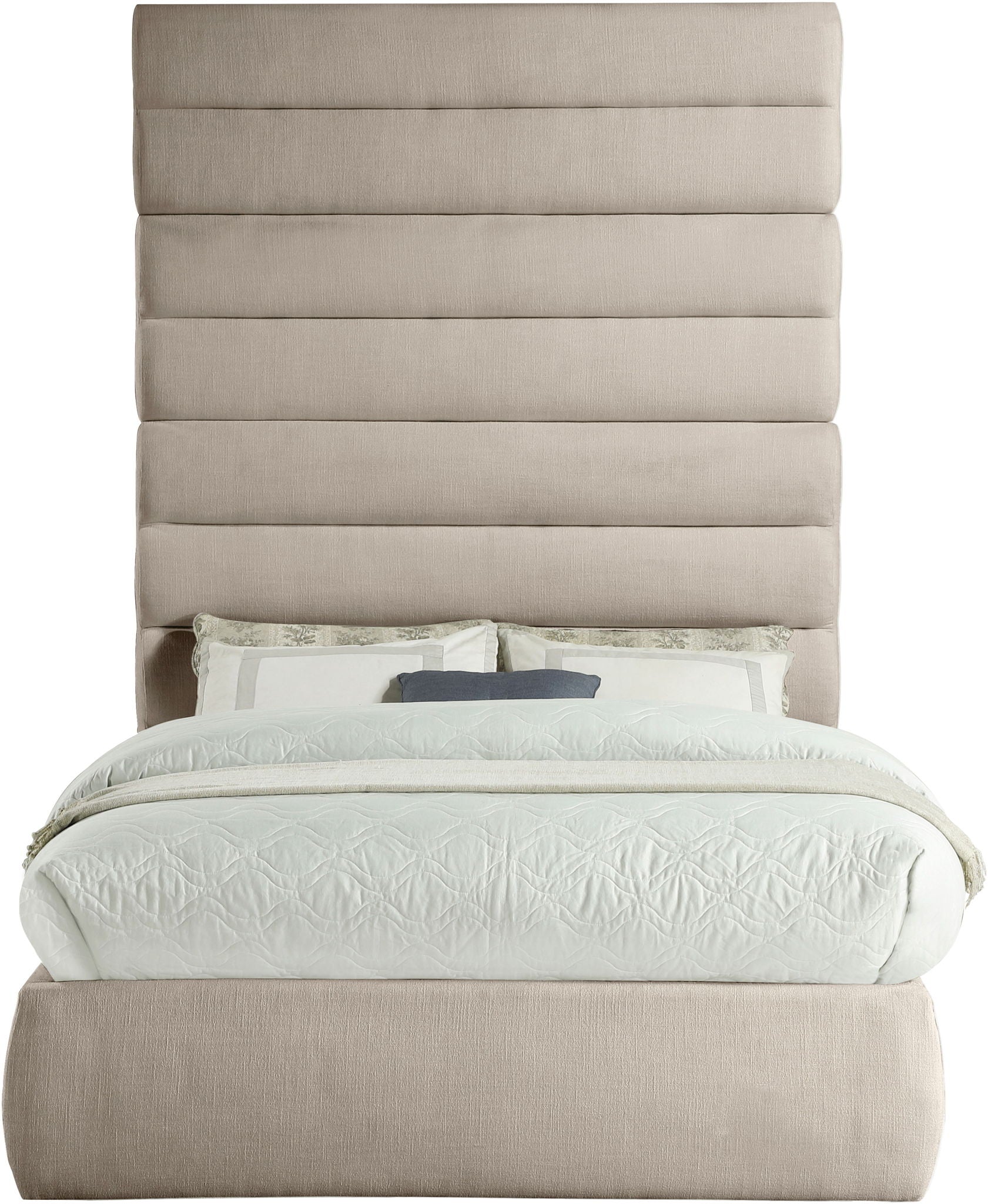 Adam - Linen Fabric Bed With 89" Headboard
