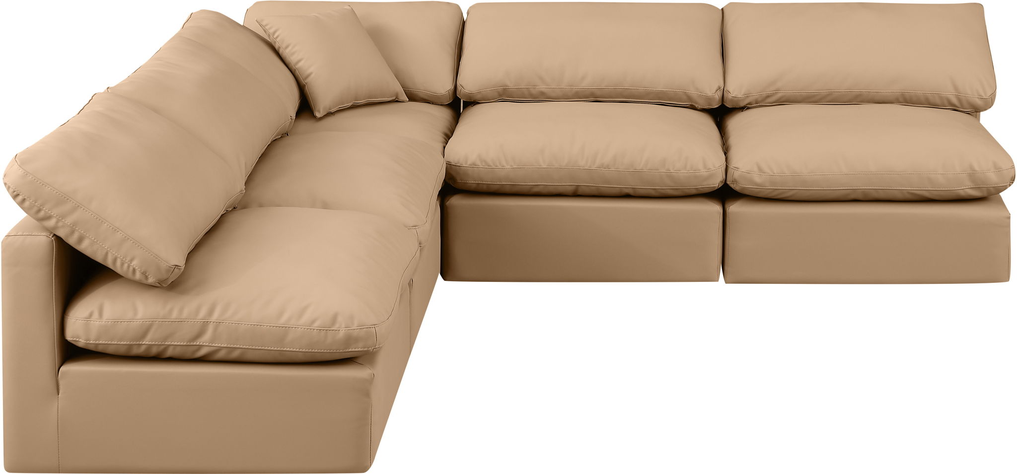 Indulge - Faux Leather 5 Piece Modular Corner Armless Sectional - Tan - Urban Living Furniture (Los Angeles, CA)