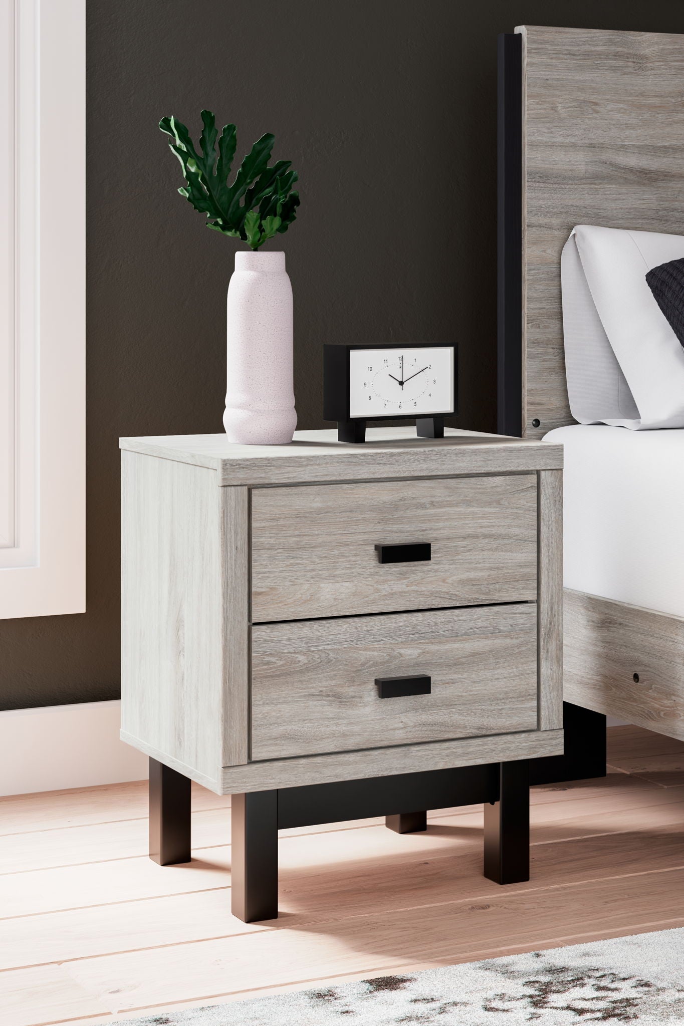 Vessalli - Black / Gray - Two Drawer Nightstand - Urban Living Furniture (Los Angeles, CA)