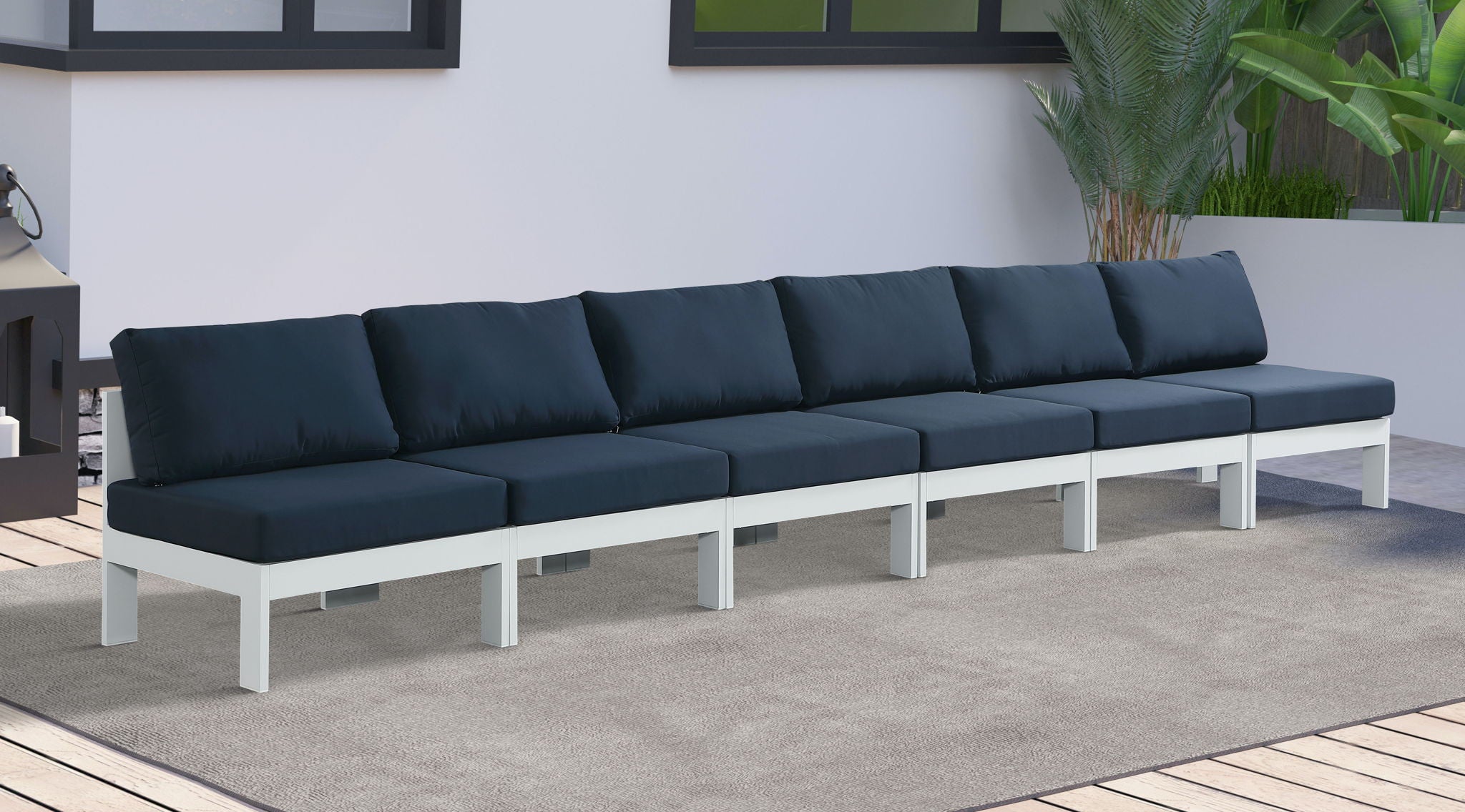 Nizuc - Outdoor Patio 6 Seat Armless Modular Sofa With White Frame - Urban Living Furniture (Los Angeles, CA)