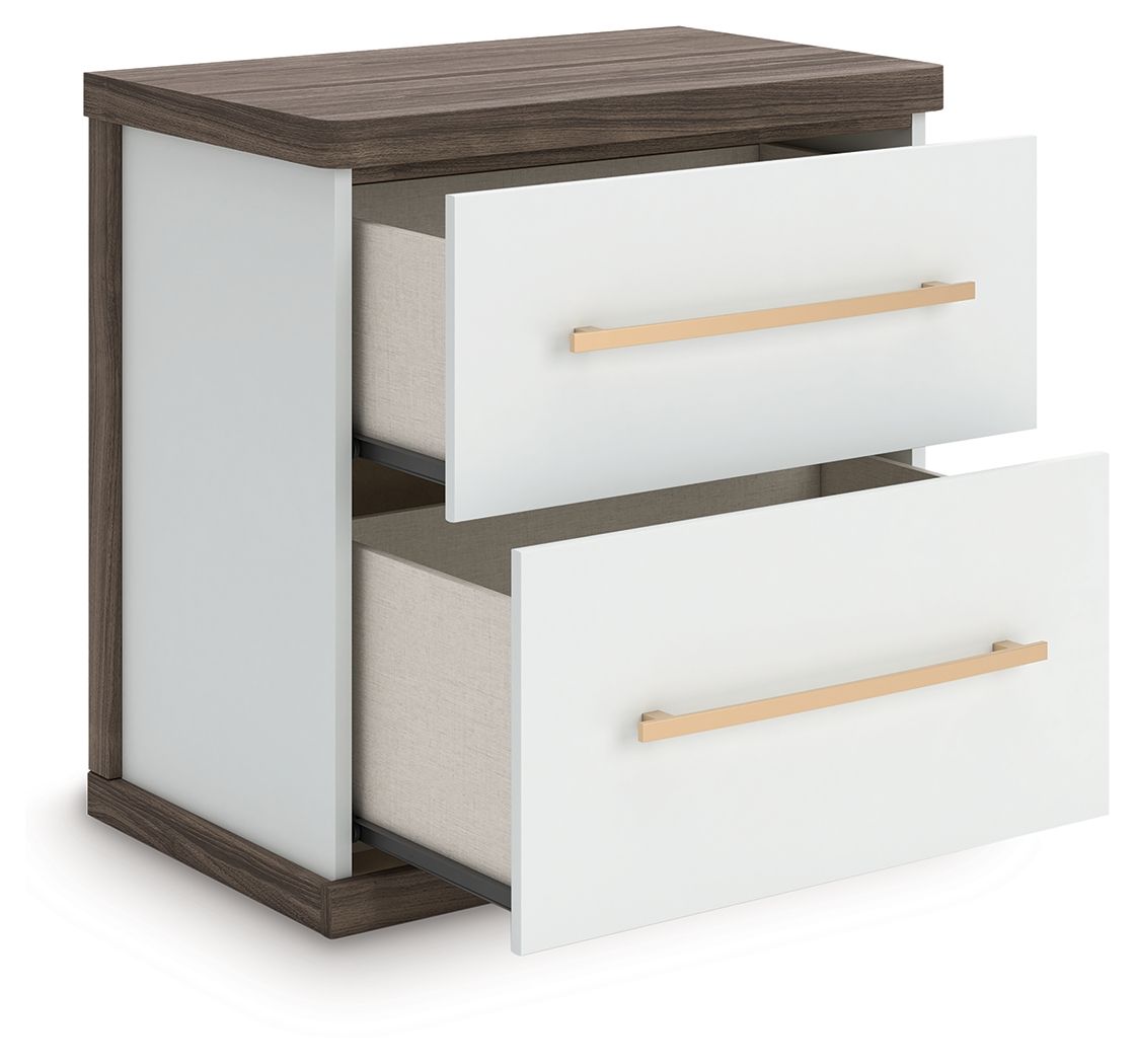 Kendanport - Brown / White - Two Drawer Night Stand - Urban Living Furniture (Los Angeles, CA)