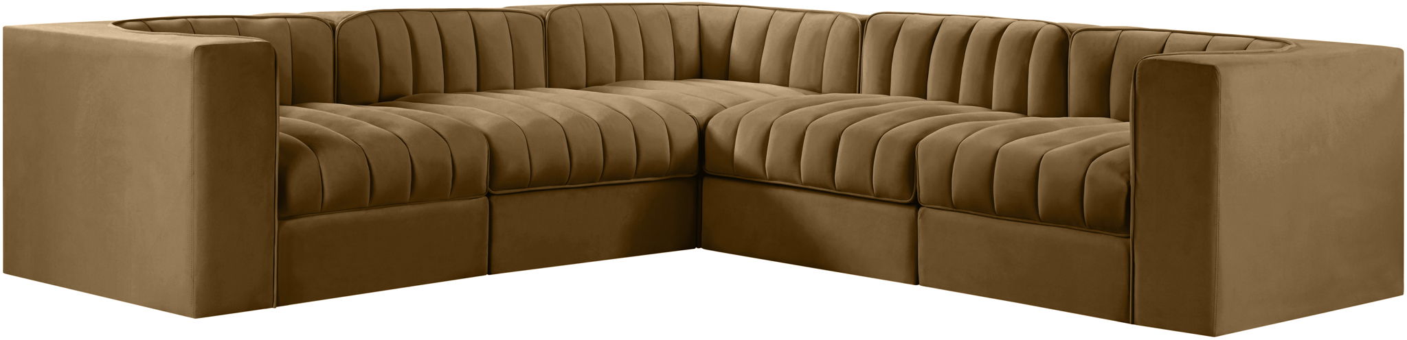 Rummi - Symmetrical Velvet Performance Fabric Upholstered 5 Piece Modular Sectional - Urban Living Furniture (Los Angeles, CA)