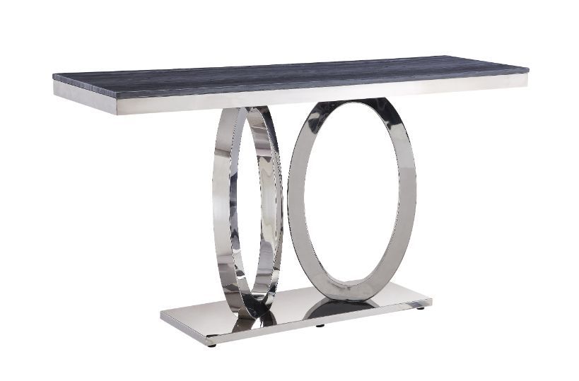 Zasir - Accent Table - Gray Printed Faux Marble & Mirrored Silver Finish - Urban Living Furniture (Los Angeles, CA)