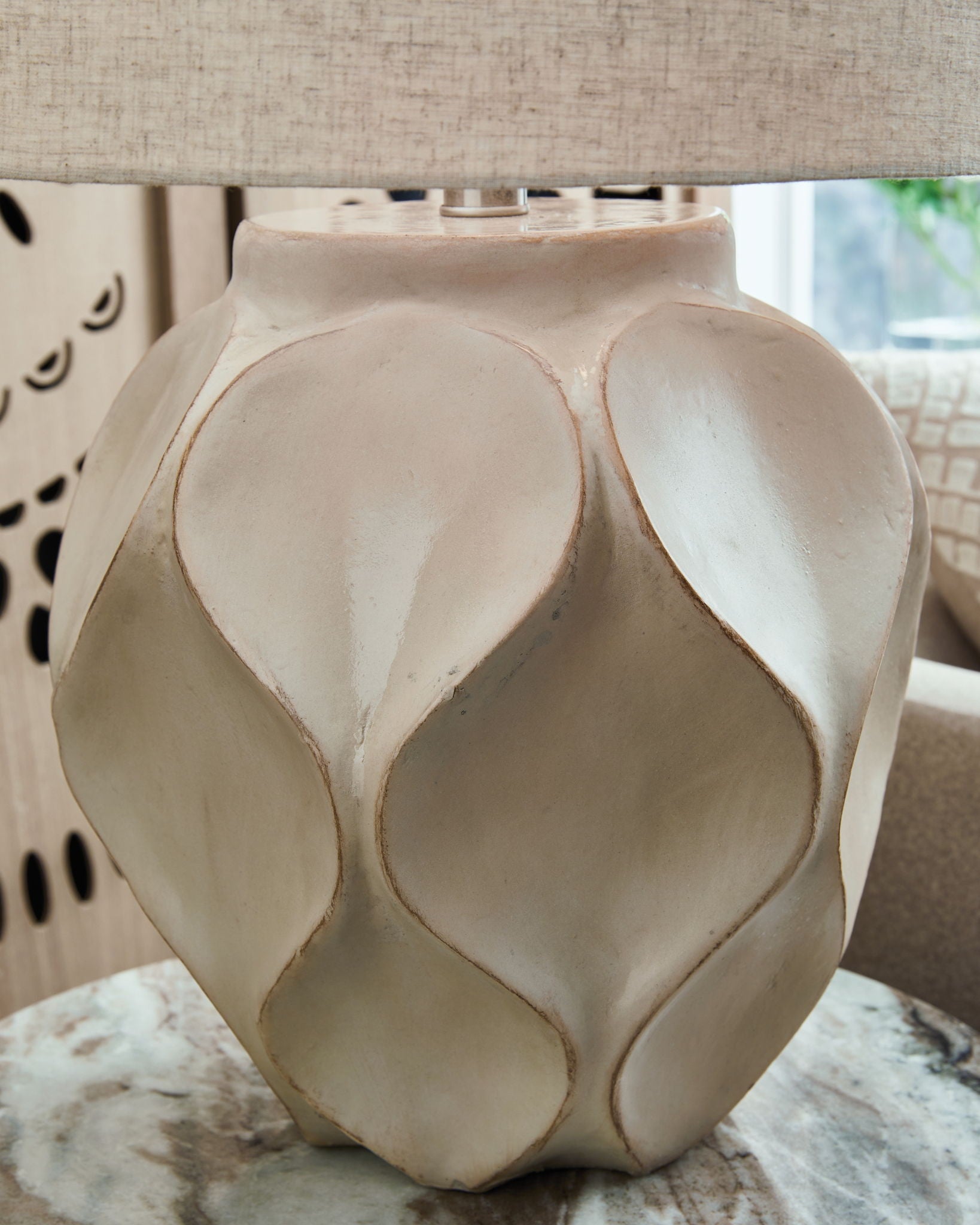 Edselham - Distressed Cream - Paper Table Lamp - Urban Living Furniture (Los Angeles, CA)