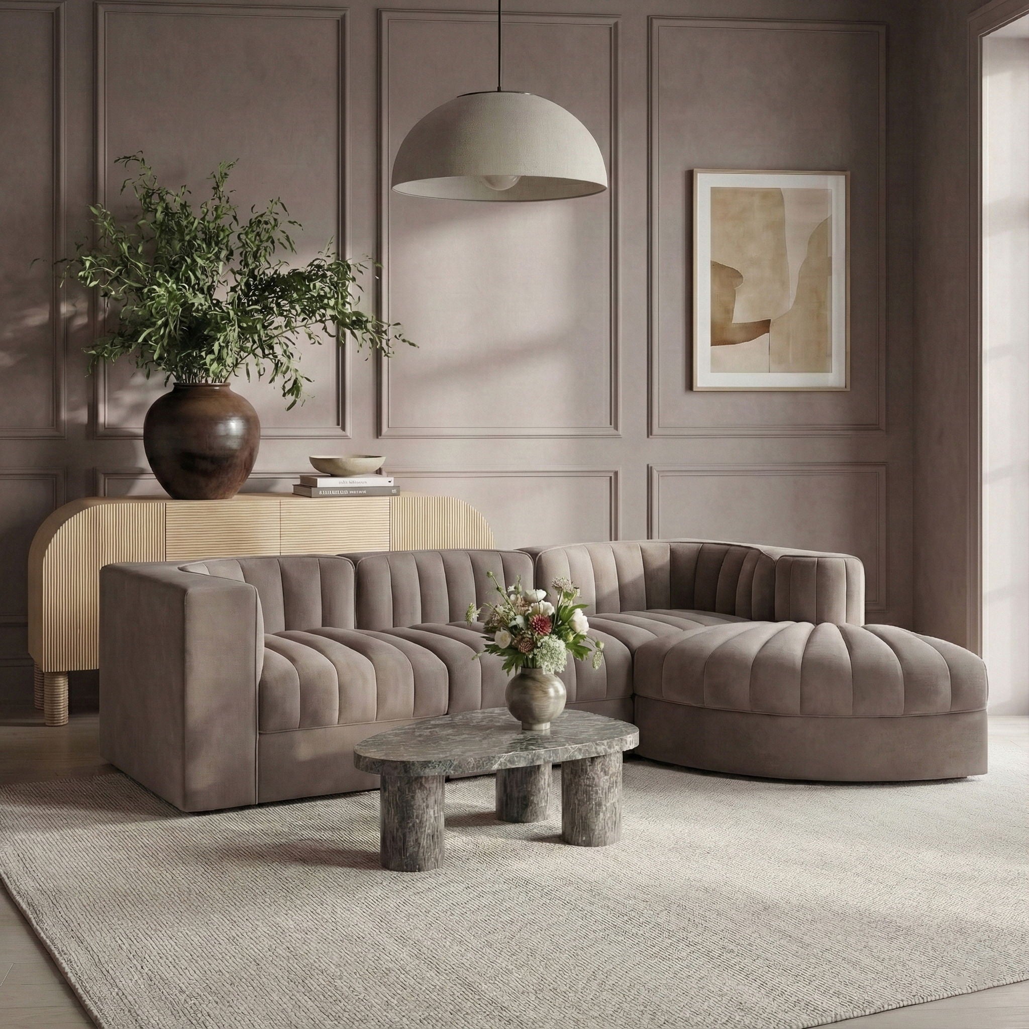 Rummi - Velvet Performance Fabric Upholstered 4 Piece Modular Sectional, With Reverse Corner Chair - Urban Living Furniture (Los Angeles, CA)