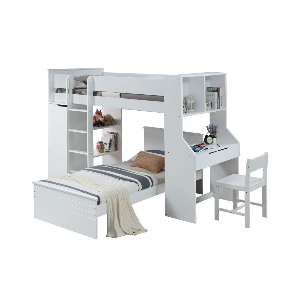 Ragna - Twin Loft Bed With Desk & Wardrobe - White - Urban Living Furniture (Los Angeles, CA)