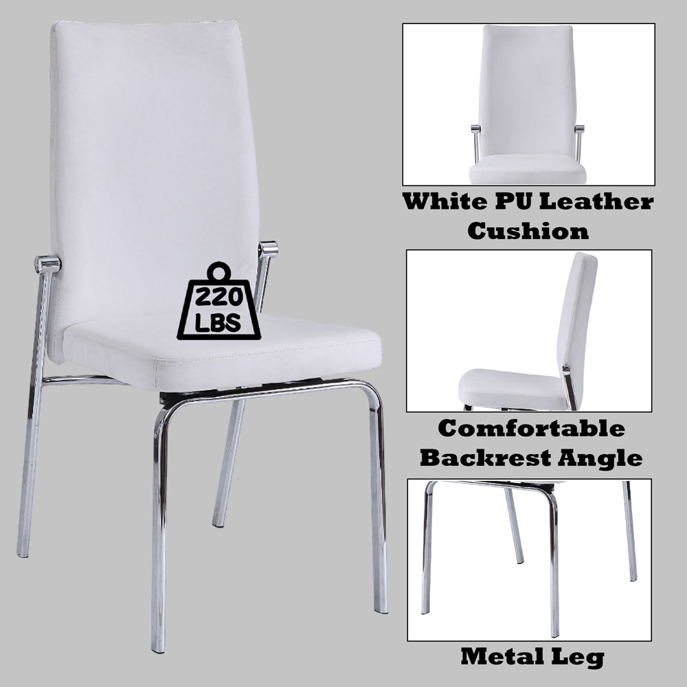 Osias - Side Chair (Set of 2) - White Synthetic Leather & Chrome - Urban Living Furniture (Los Angeles, CA)