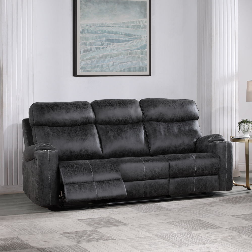 Hirah - Motion Sofa - Dark Gray Polish Microfiber - Urban Living Furniture (Los Angeles, CA)