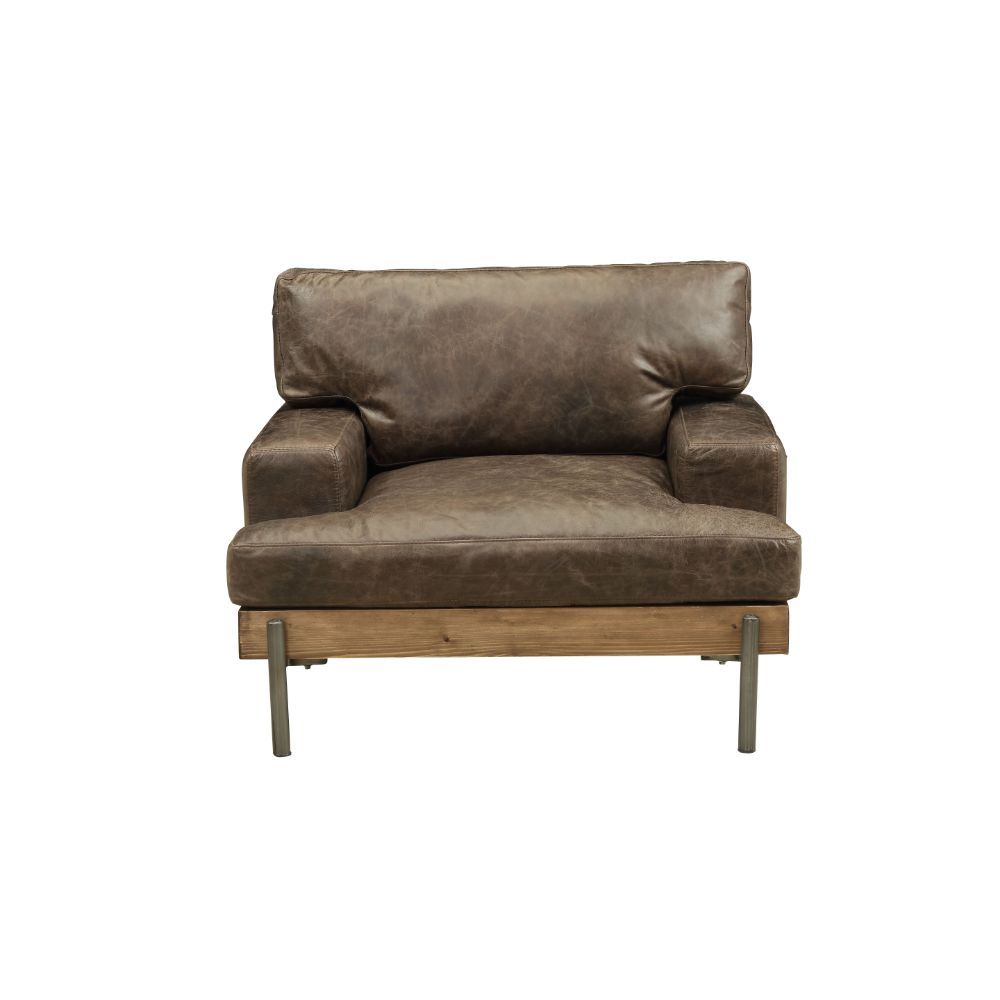 Silchester - Chair - Distress Chocolate Top Grain Leather & Oak - Urban Living Furniture (Los Angeles, CA)