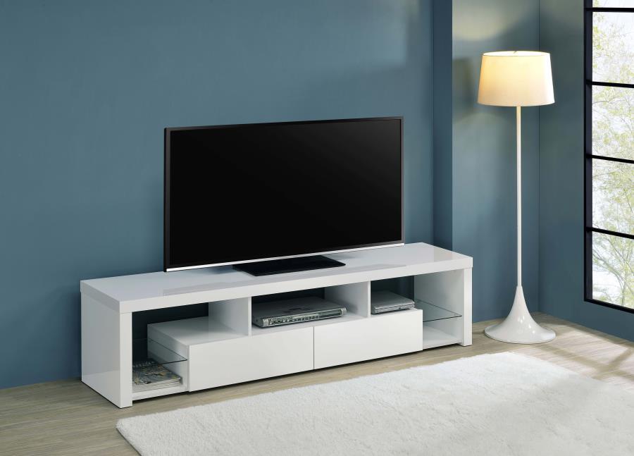 Jude - 2-Drawer Engineered Wood TV Stand - High Gloss White - Urban Living Furniture (Los Angeles, CA)
