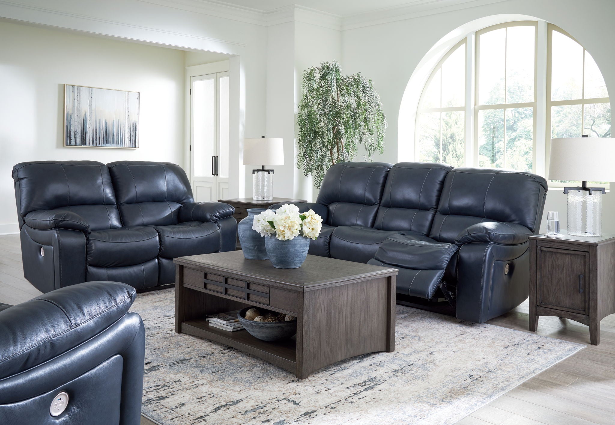 Leesworth - 3 Pc. - Power Reclining Sofa, Power Reclining Loveseat, Power Rocker Recliner - Ocean - Urban Living Furniture (Los Angeles, CA)