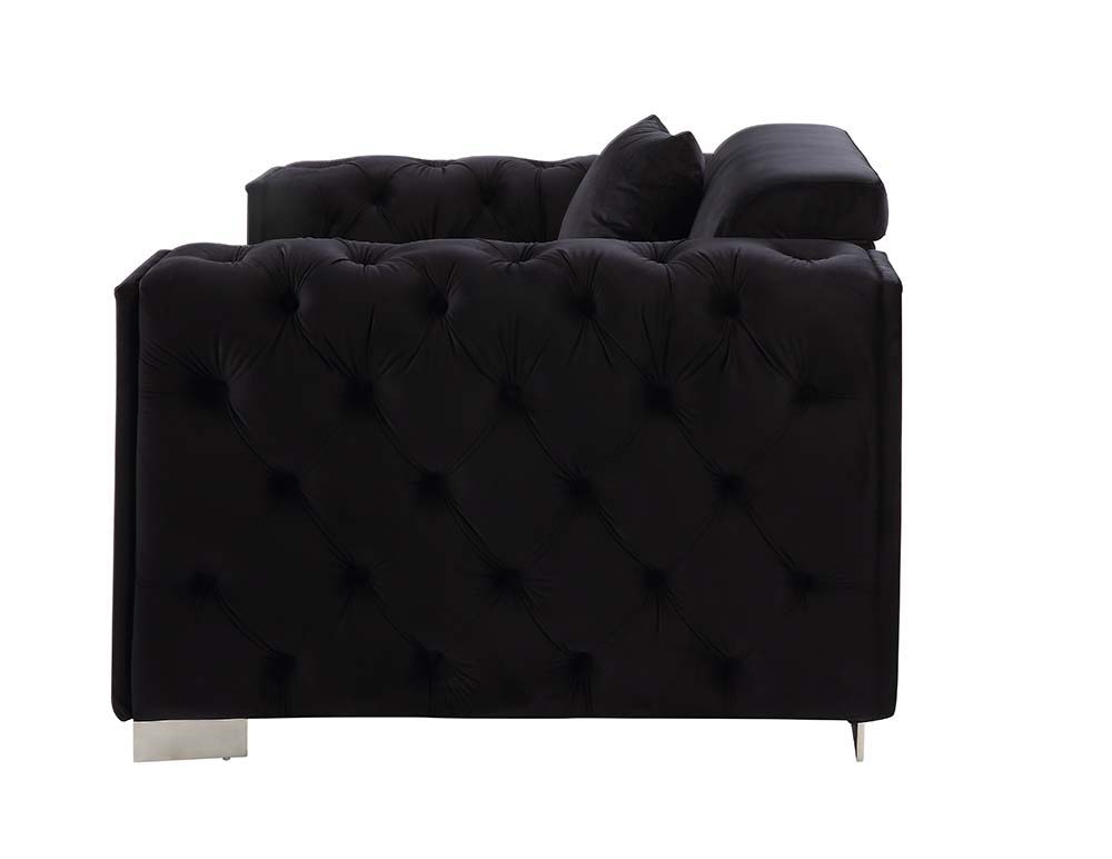 Trislar - Loveseat With 4 Pillows (Same 52526) - Black Velvet - Urban Living Furniture (Los Angeles, CA)
