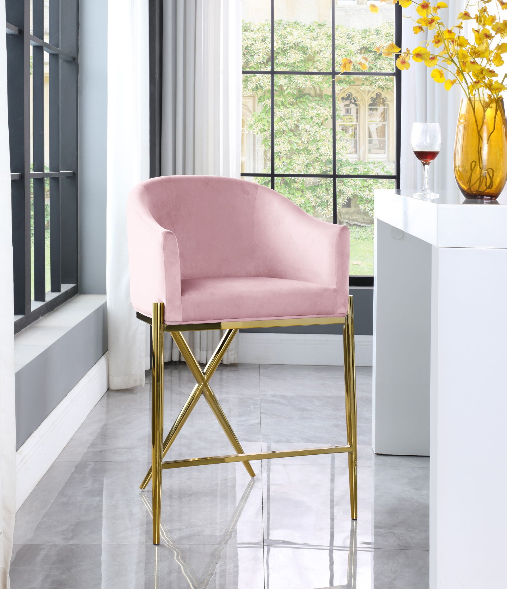 Xavier - Counter Stool with Gold Legs - Urban Living Furniture (Los Angeles, CA)