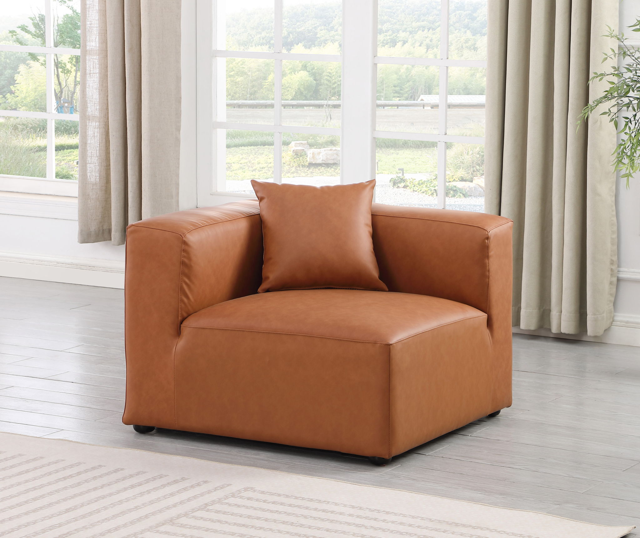Cube - Corner Chair - Cognac - Urban Living Furniture (Los Angeles, CA)