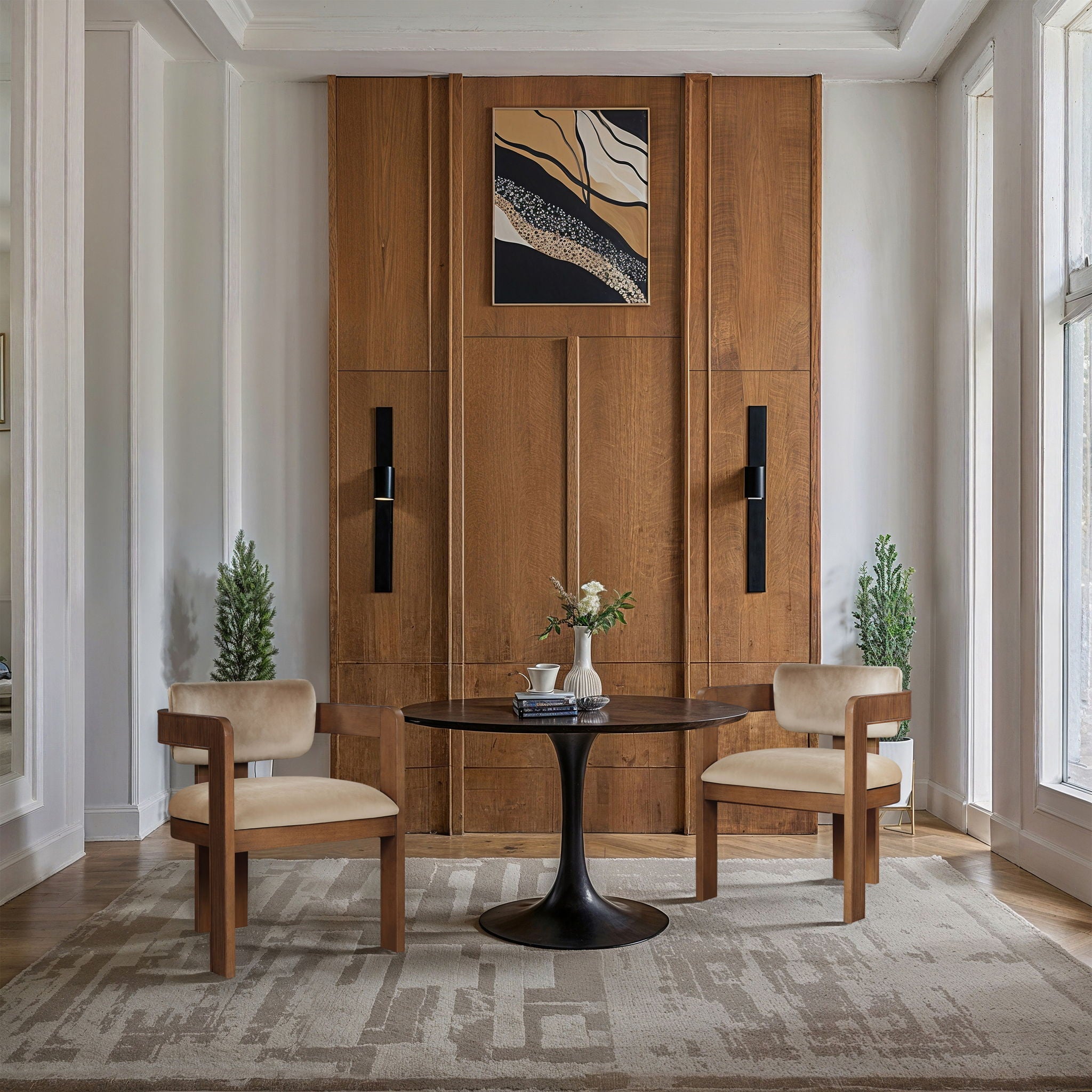 Sacha - Velvet Dining Chair With Brown Base (Set of 2) - Urban Living Furniture (Los Angeles, CA)