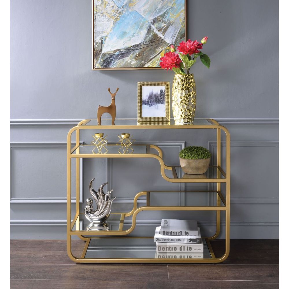 Astrid - Sofa Table - Mirrored & Gold - Urban Living Furniture (Los Angeles, CA)