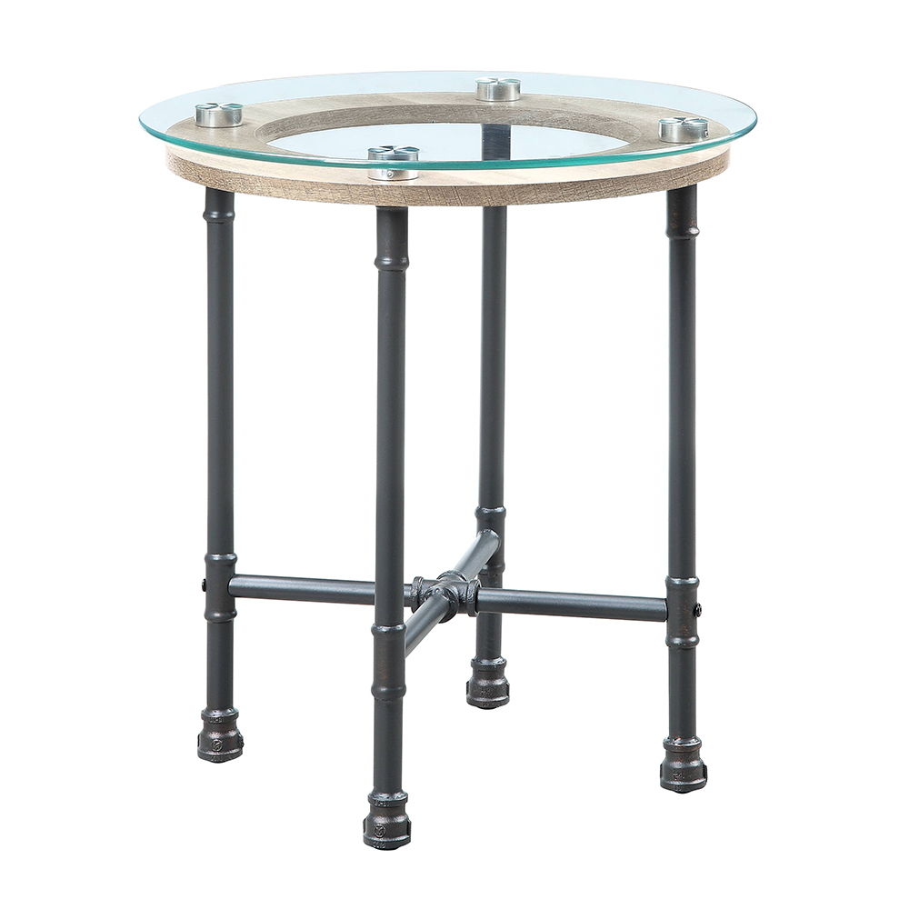 Brantley - End Table - Clear Glass & Sandy Gray - Urban Living Furniture (Los Angeles, CA)