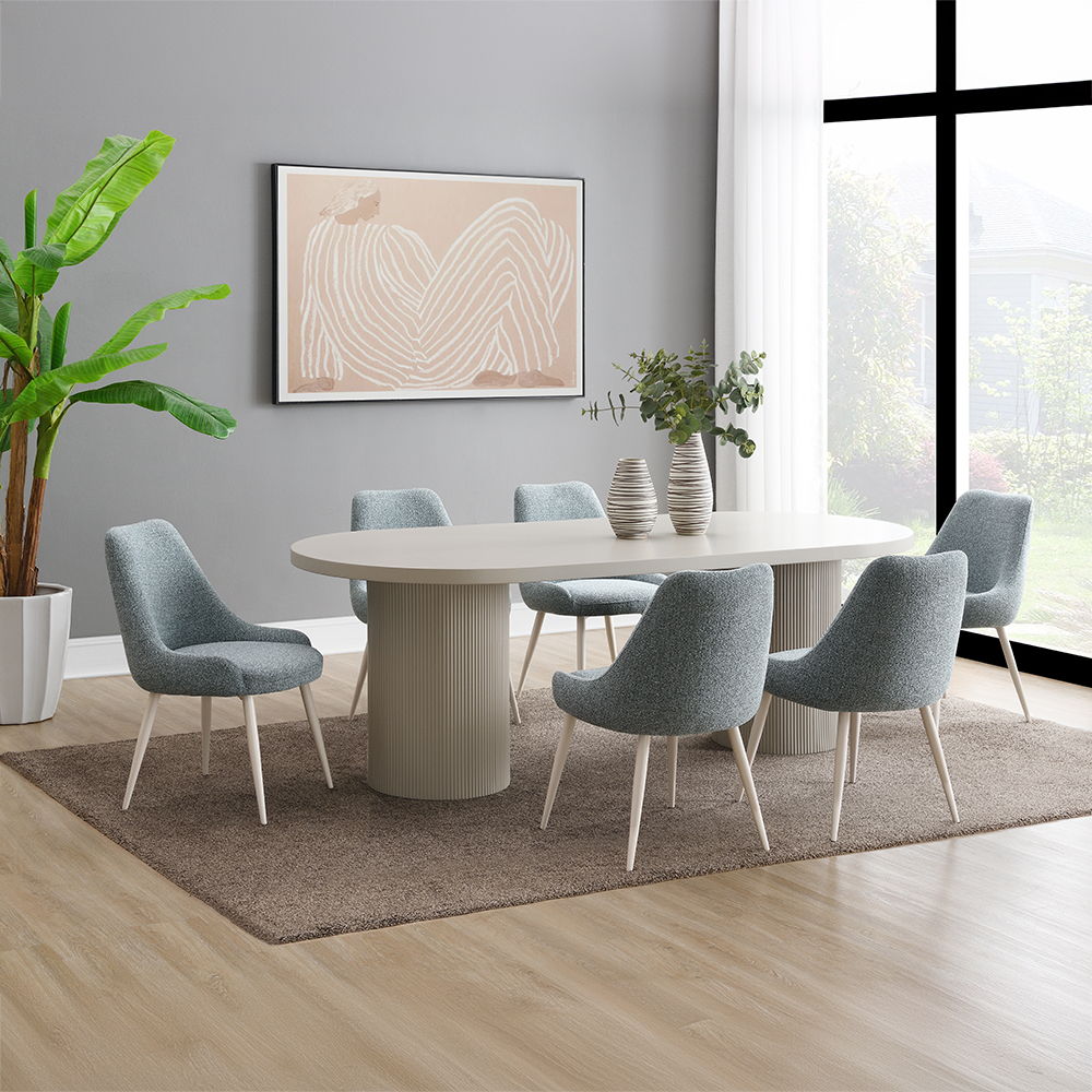 Laela - Side Chair (Set of 2) - Light Blue Boucle & White - Urban Living Furniture (Los Angeles, CA)