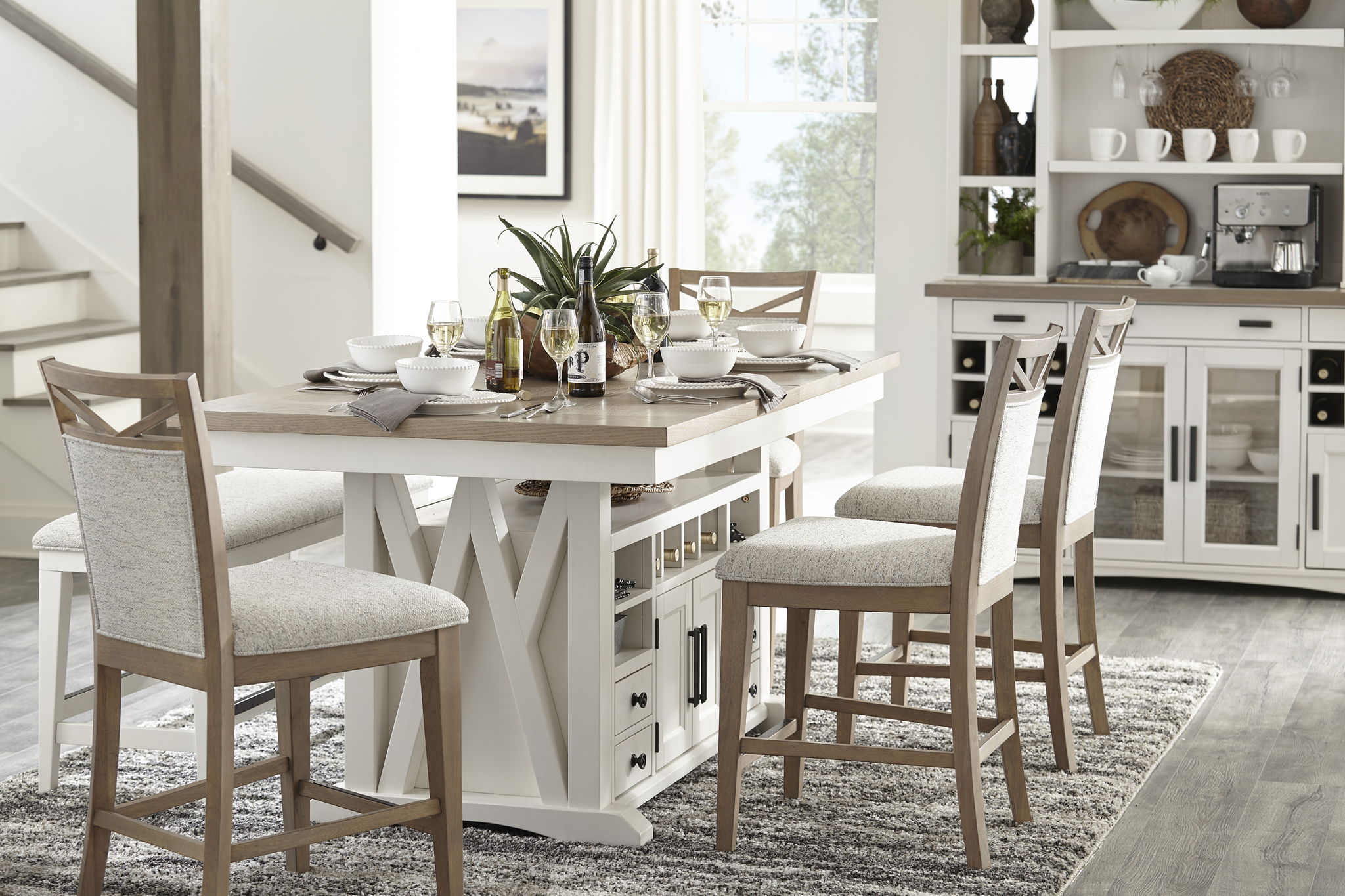 Americana Modern Dining - Island Counter-Height Extendable Dining Table - Cotton - Urban Living Furniture (Los Angeles, CA)