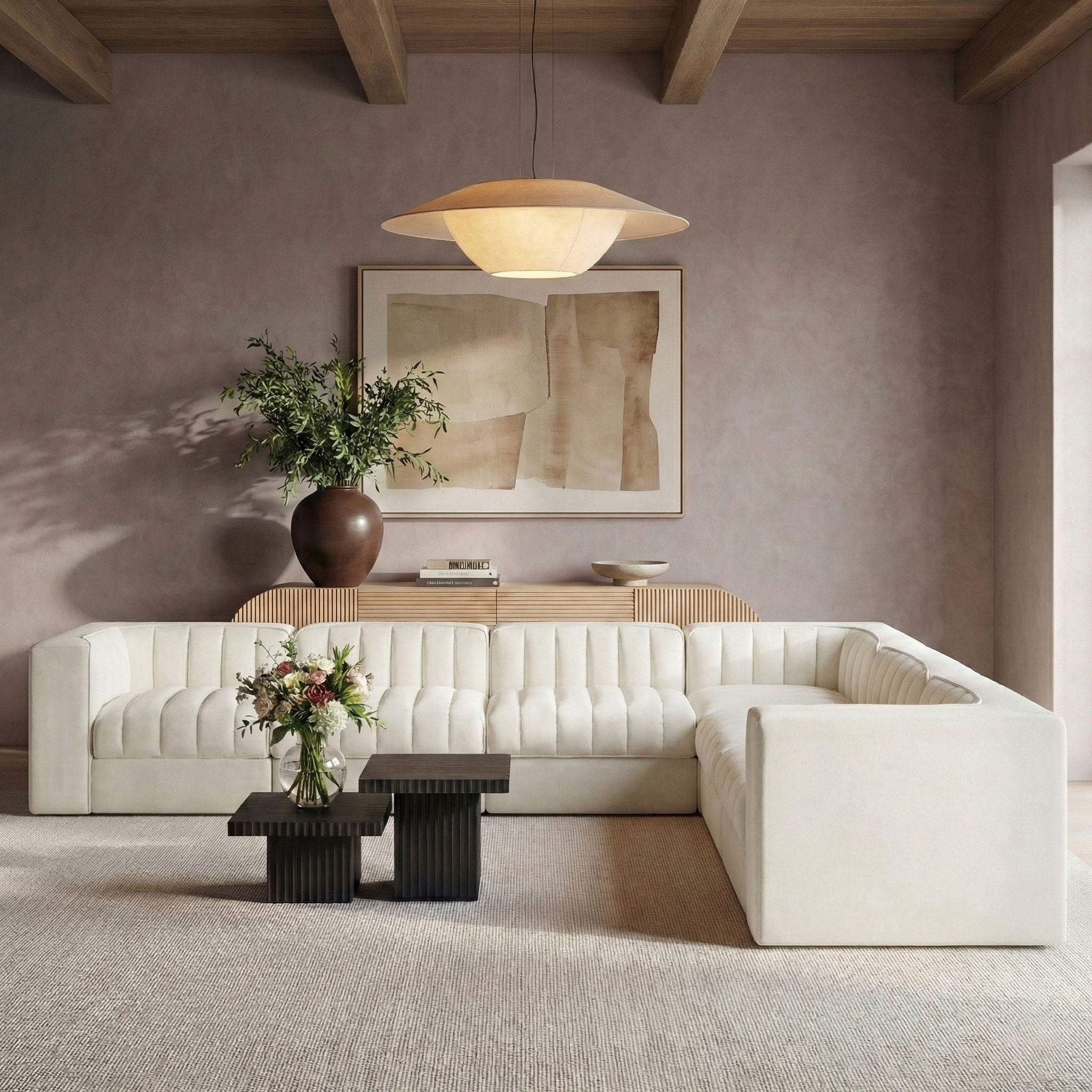 Rummi - Symmetrical Velvet Performance Fabric Upholstered 7 Piece Modular Sectional (With 3 Corner Chairs) - Urban Living Furniture (Los Angeles, CA)