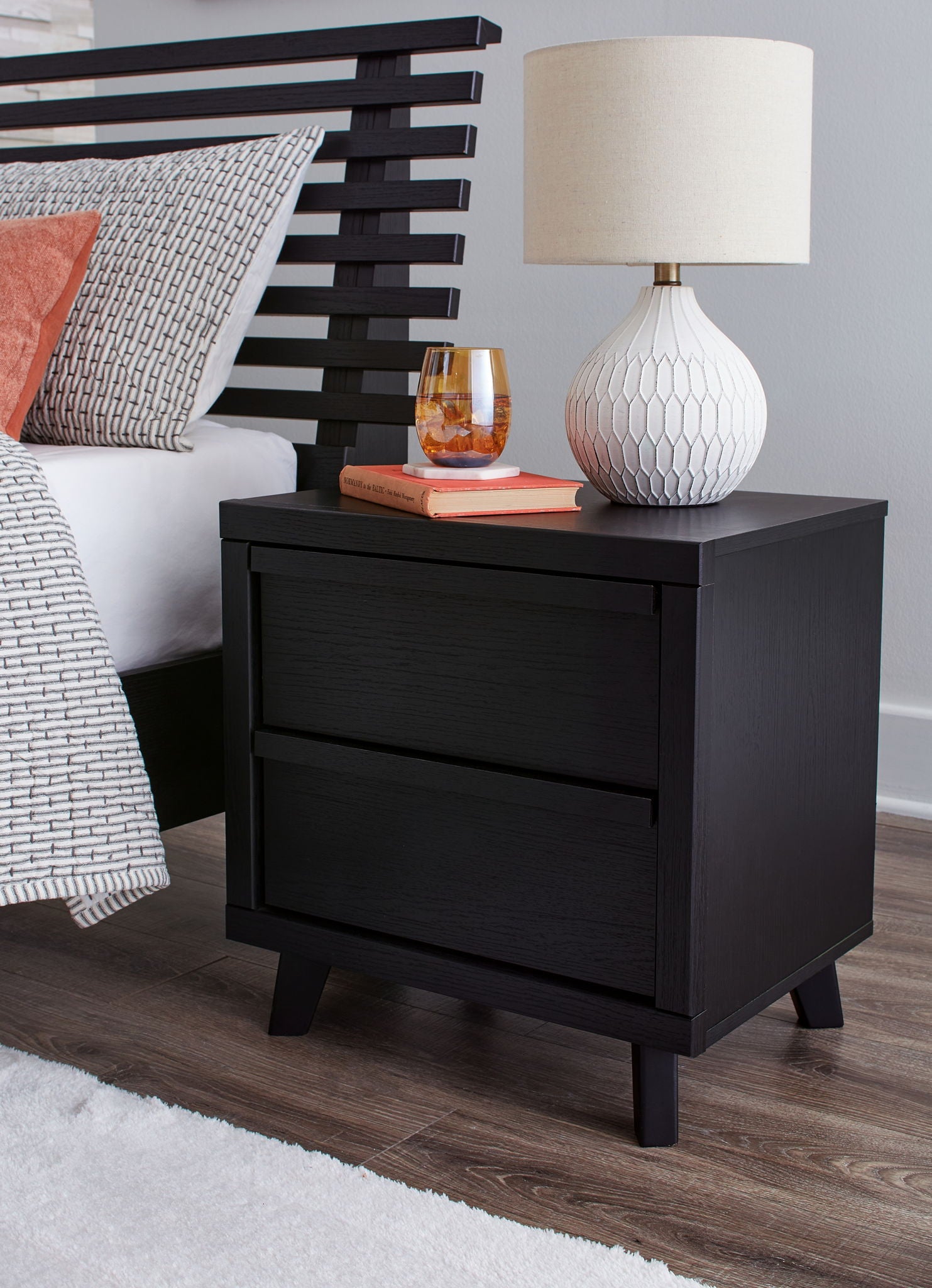 Danziar - Black - Two Drawer Night Stand - Urban Living Furniture (Los Angeles, CA)