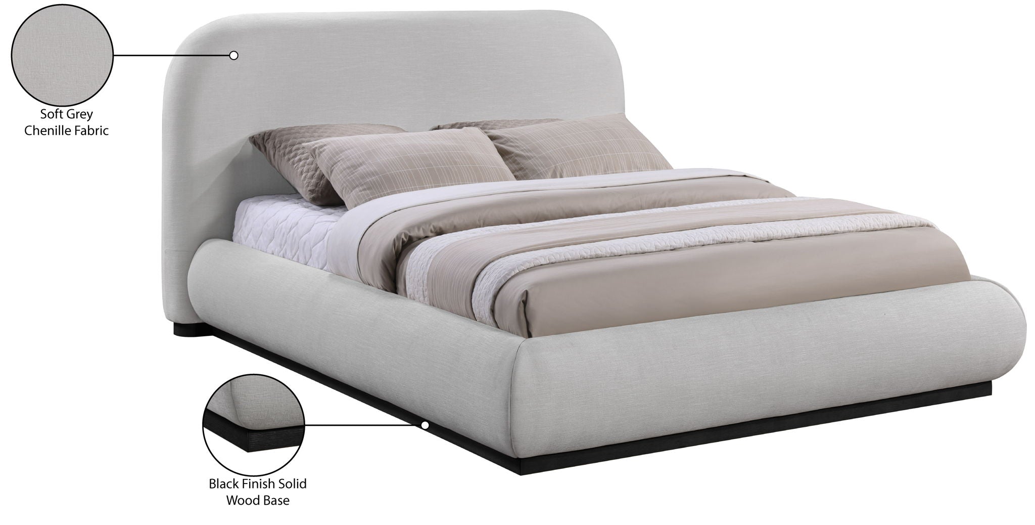 Vaughn - Chenille Bed With Black Base - Urban Living Furniture (Los Angeles, CA)