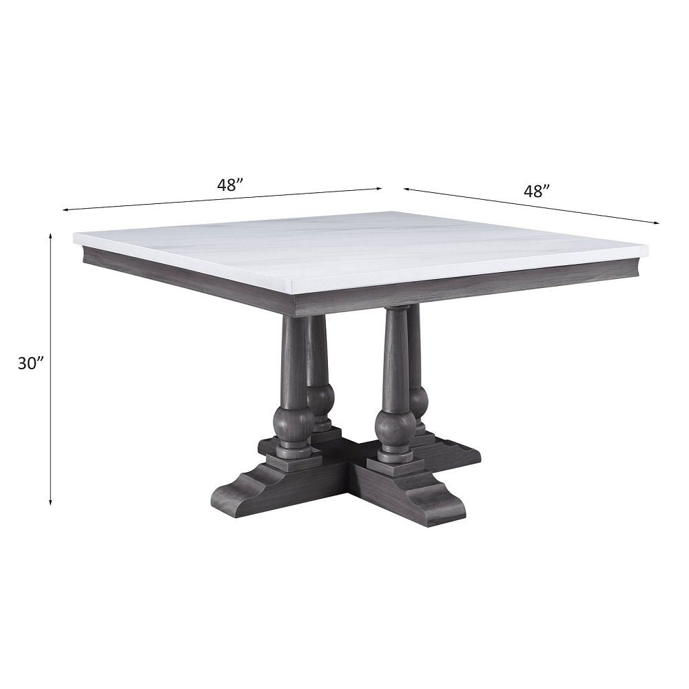 Yabeina - Square Dining Table - Marble Top Top & Gray Oak - Urban Living Furniture (Los Angeles, CA)
