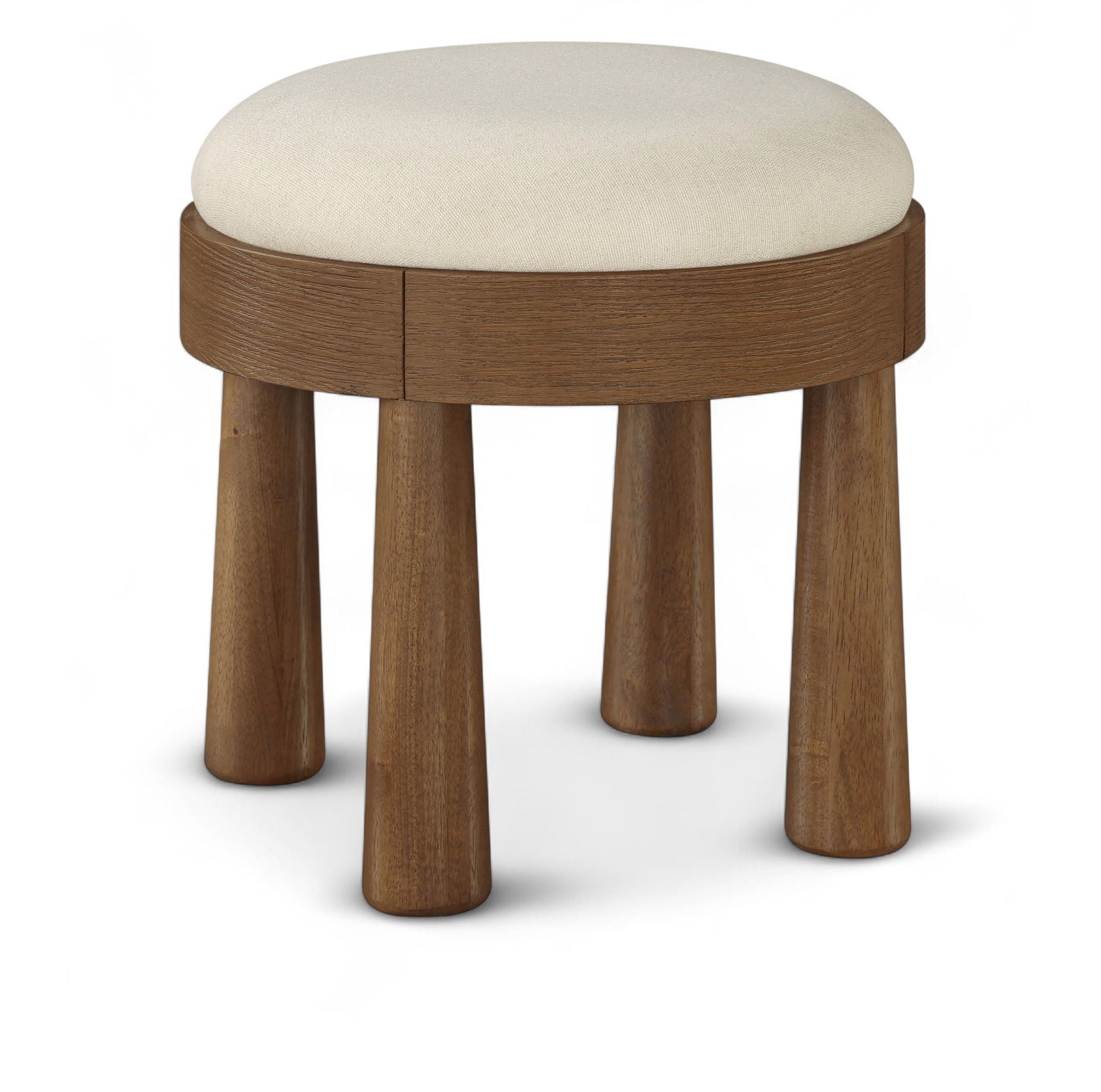 Larea - Linen Textured Fabric Upholstered Ottoman - Walnut Base - Urban Living Furniture (Los Angeles, CA)