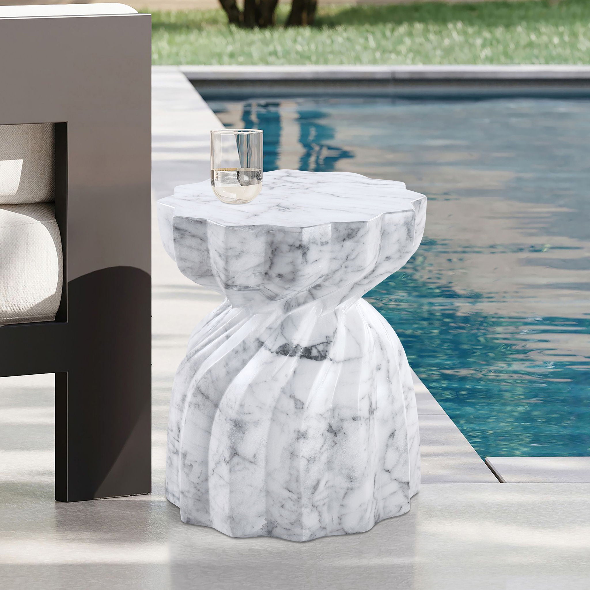 Caserta - Marble Finish Concrete End Table - Urban Living Furniture (Los Angeles, CA)