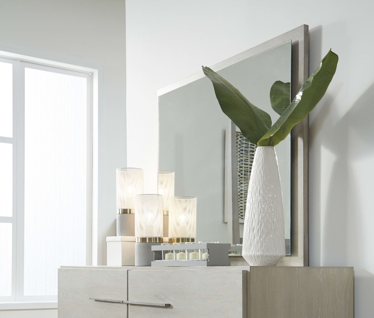 Destination - Floating Glass Mirror - Cotton Gray