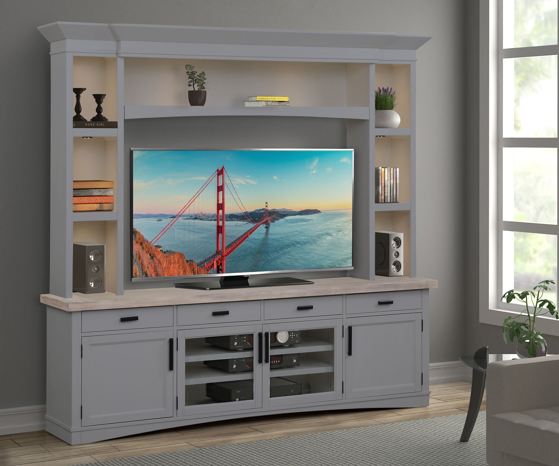 Americana Modern - TV Console with Hutch and LED Lights - Urban Living Furniture (Los Angeles, CA)