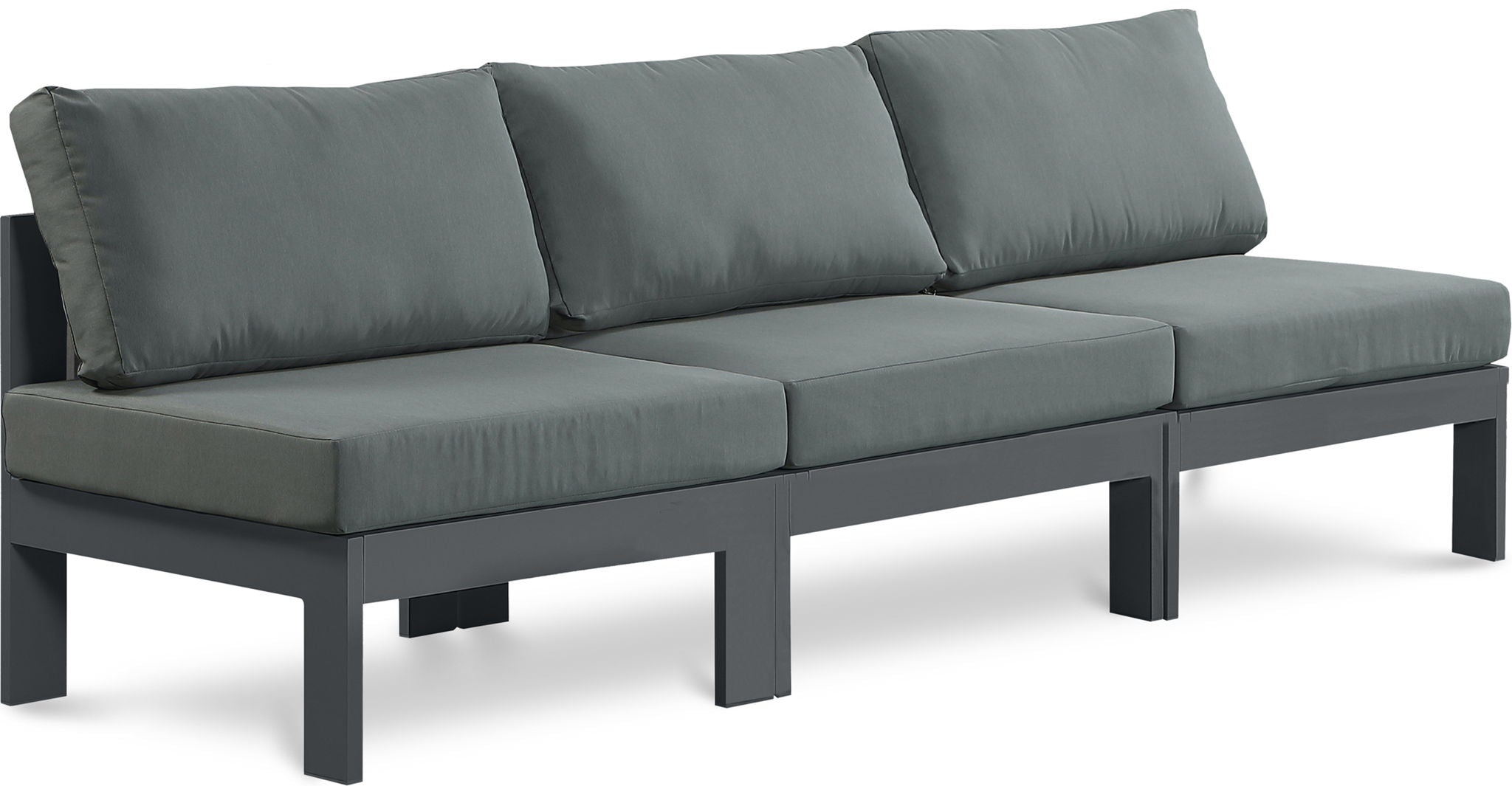 Nizuc - Outdoor Patio 3 Seat Armless Modular Sofa With Gray Frame - Urban Living Furniture (Los Angeles, CA)