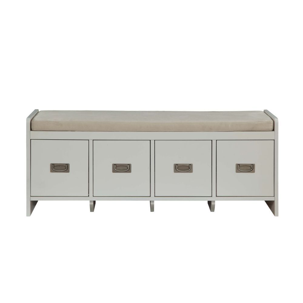 Berci - Bench With Storage - Beige Fabric & White - Urban Living Furniture (Los Angeles, CA)