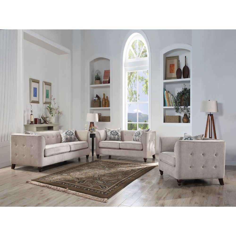 Cyndi - Loveseat With 2 Pillows - Tan Velvet - Urban Living Furniture (Los Angeles, CA)